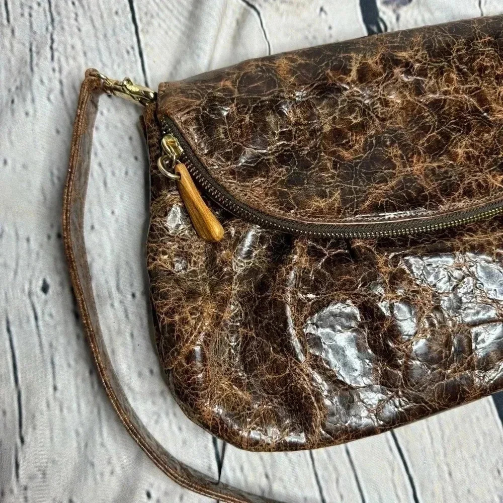 Zina Eva Brown Leather Suede Shoulder Bag - Picture 3 of 13